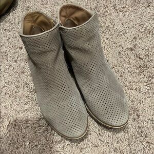 Lucky Brand Perforated Taupe Ankle Boots